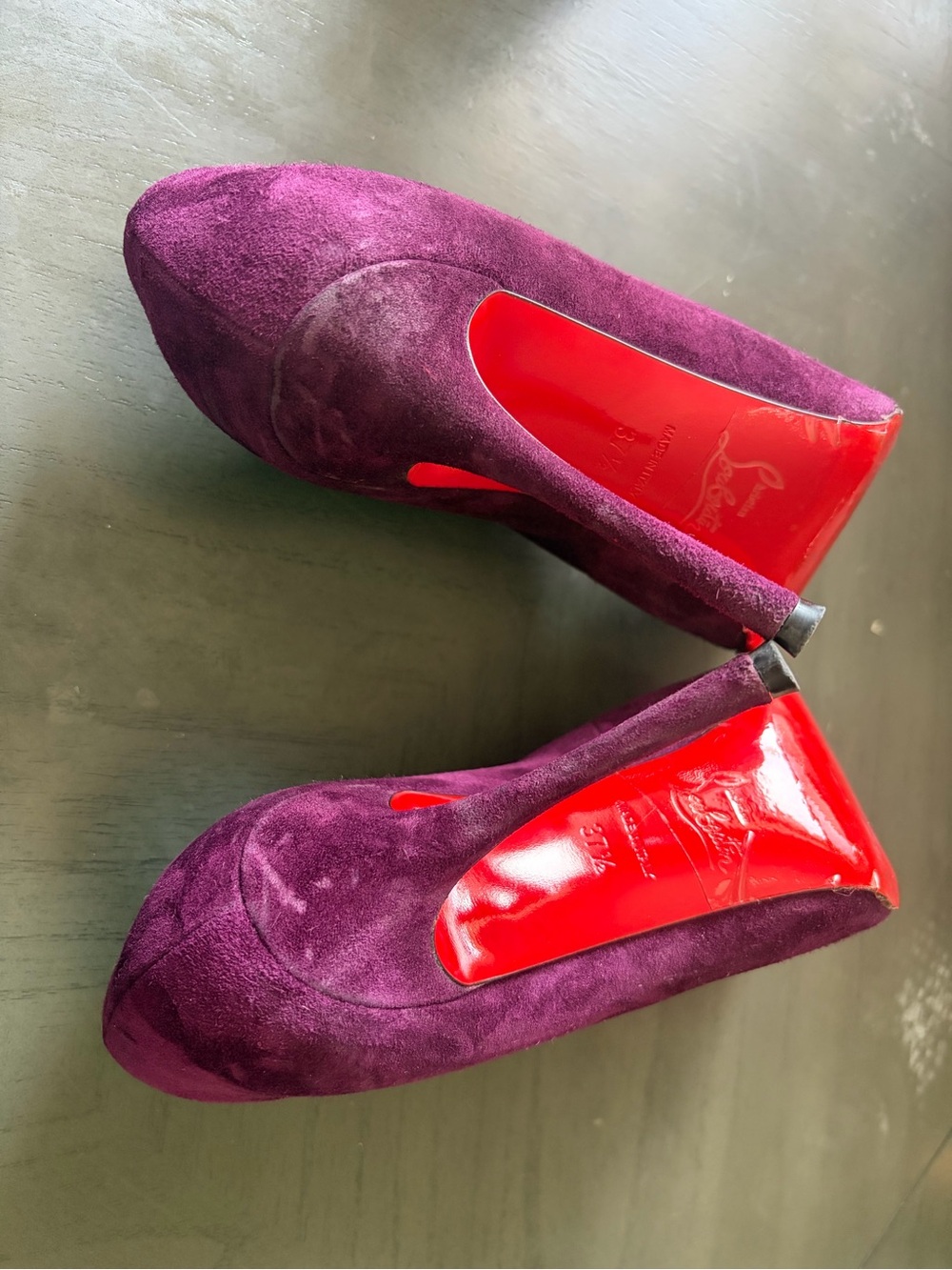 Christian Louboutin Purple Suede Jeweled Lace-Up Booties - Picture 5 of 6